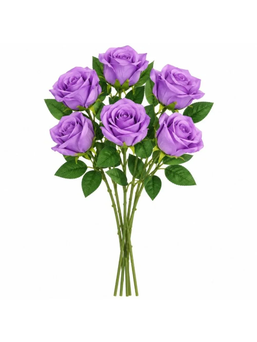Faux Lavender Roses 6 Stem Bunch 19 Inch Artificial Silk Rose Stems Wedding Bouq